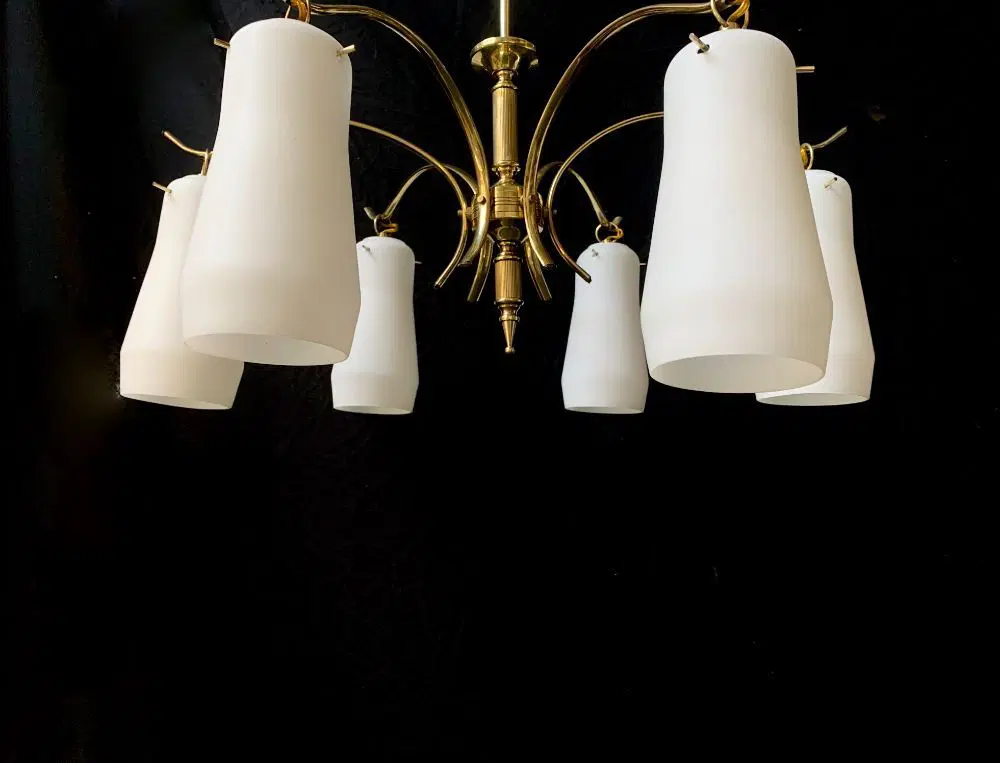 lampadario attribuito a stilnovo restaurato funzionante vintage - immagine 5