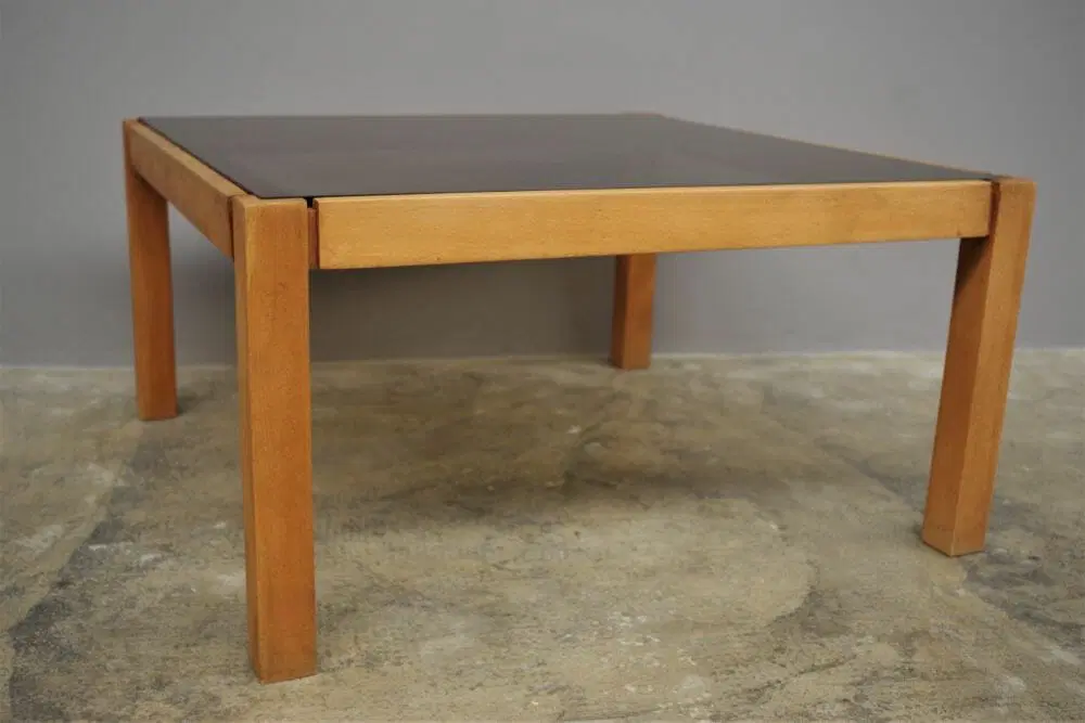 Tavolino basso o tavolino con piano in vetro temperato fumè, anni 1980 - immagine 3