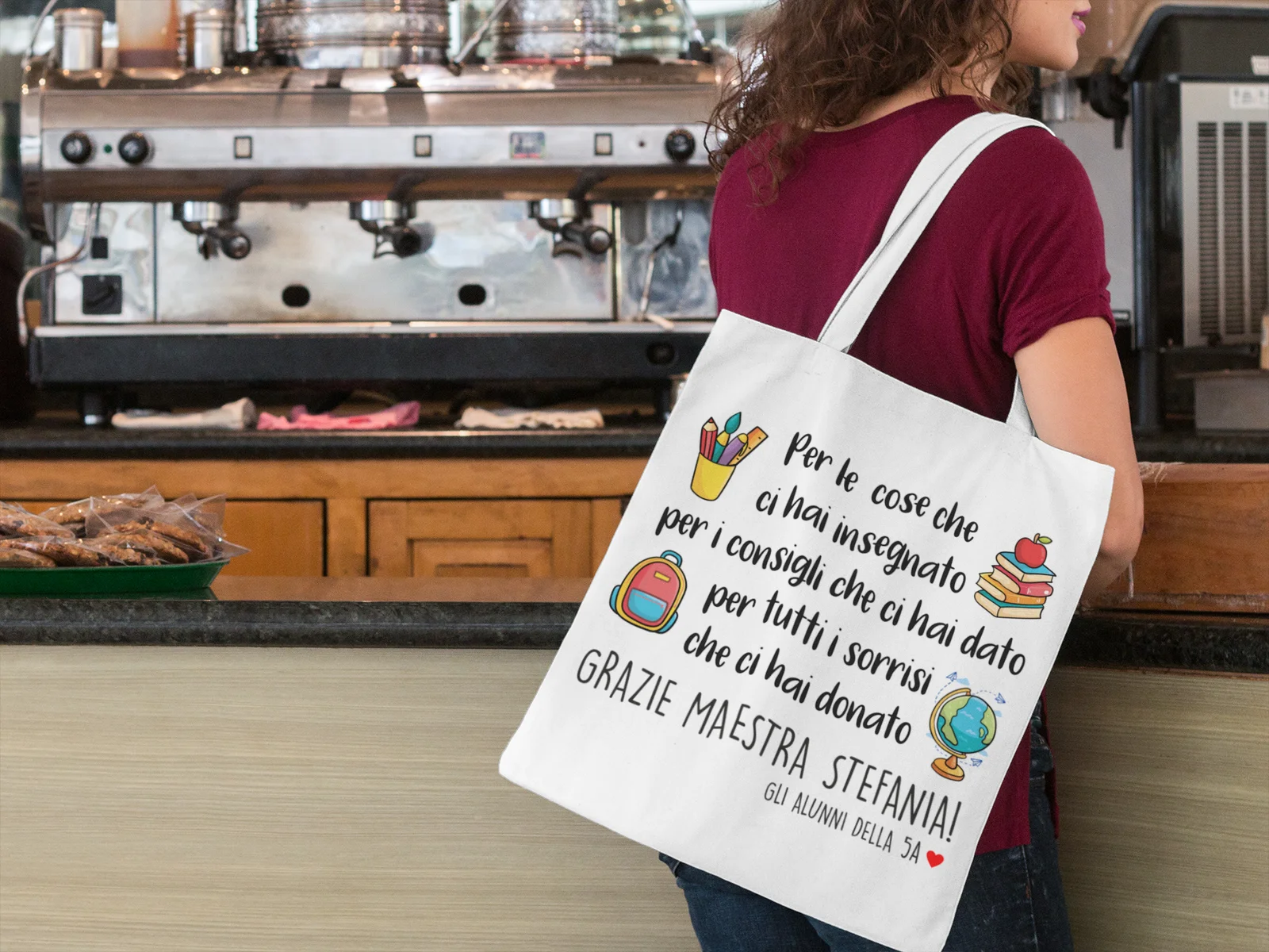 Shopping Bag Maestra Personalizzabile Grazie Maestra Per le cose che ci hai insegnato Regalo Maestra fine anno - immagine 5