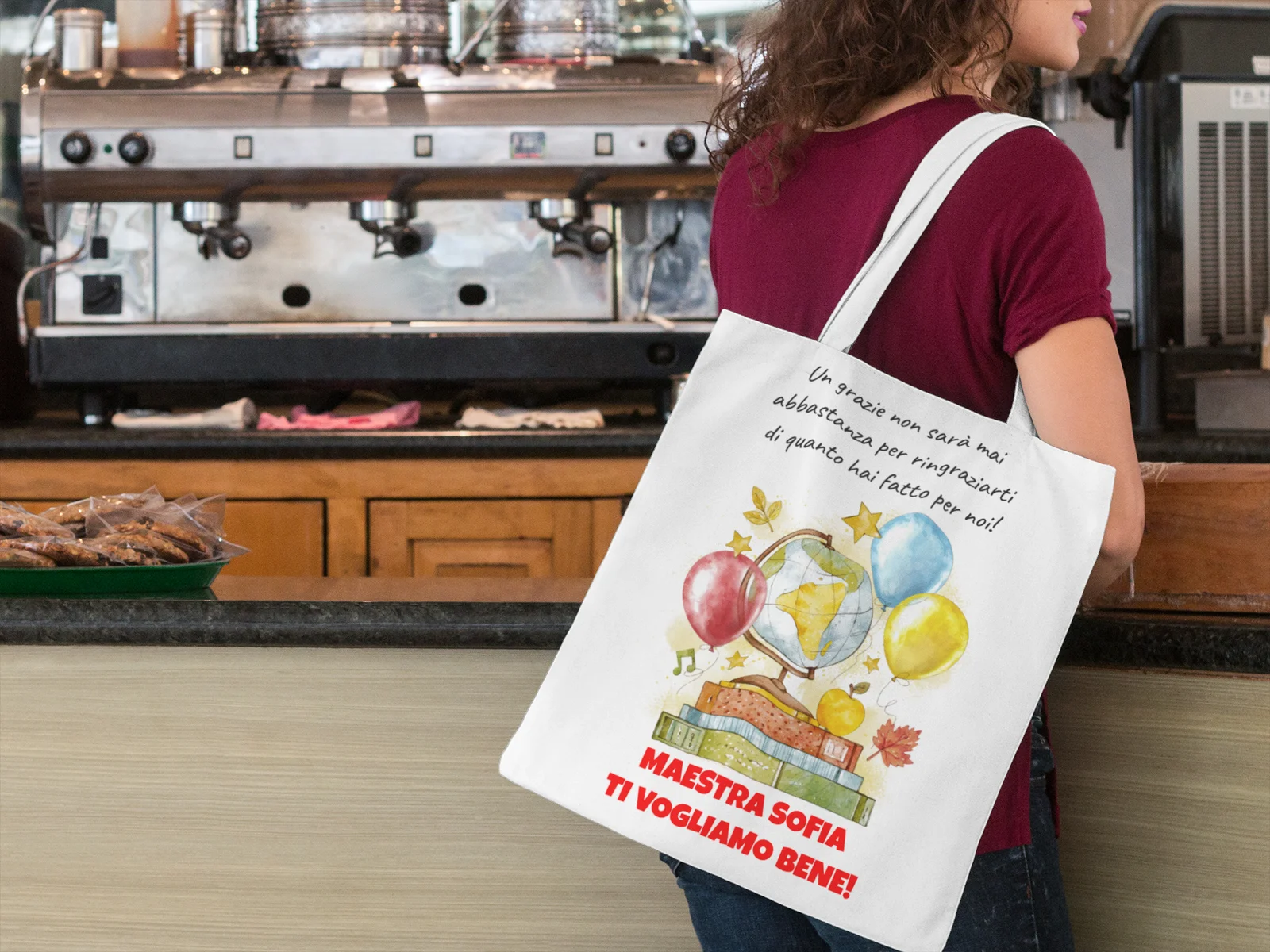 Shopping Bag Maestra Personalizzabile Ti vogliamo bene Un grazie non sarà mai abbastanza Regalo Maestra fine anno - immagine 5