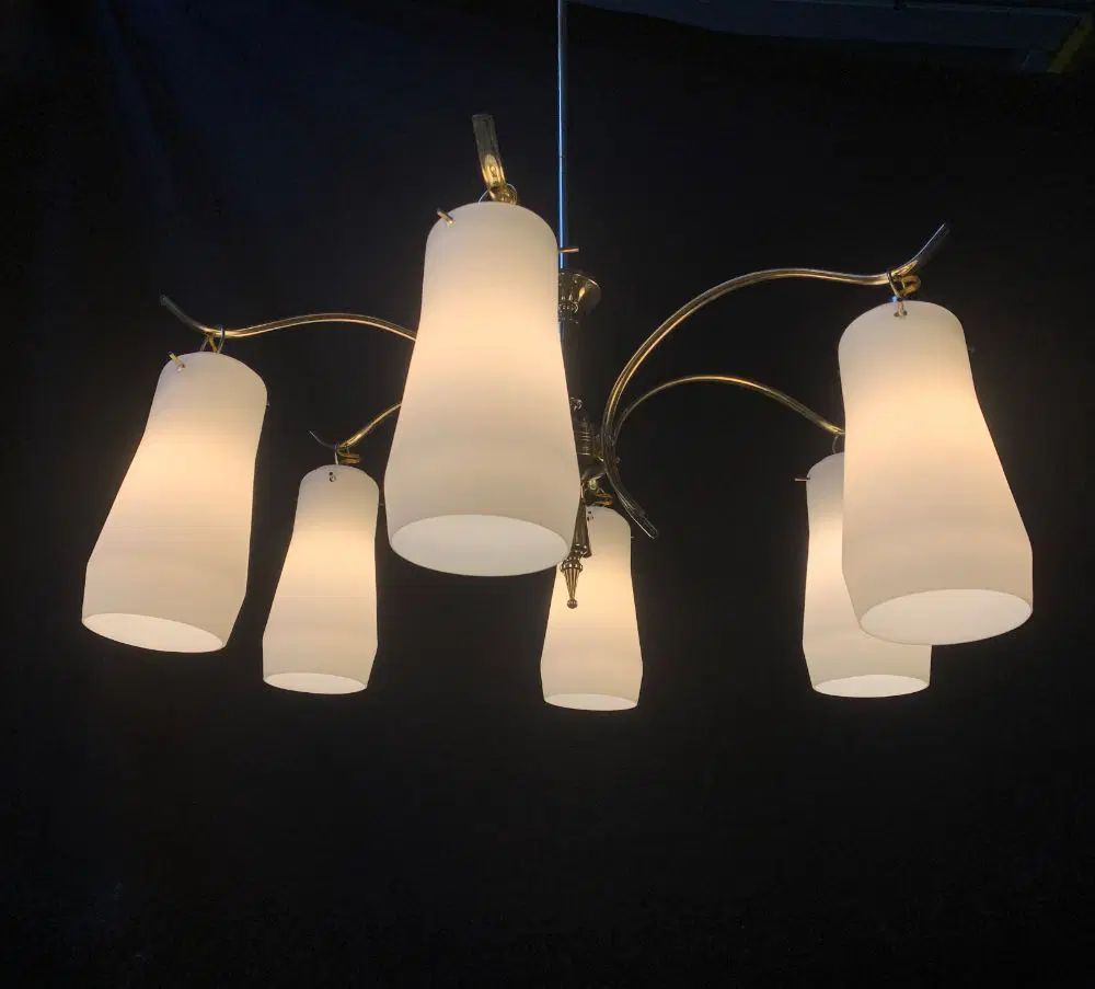 lampadario attribuito a stilnovo restaurato funzionante vintage - immagine 8