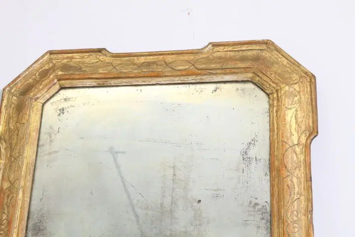 Antica specchiera a vassoio metà 800 foglia oro Lombarda.Specchio al mercurio - immagine 7