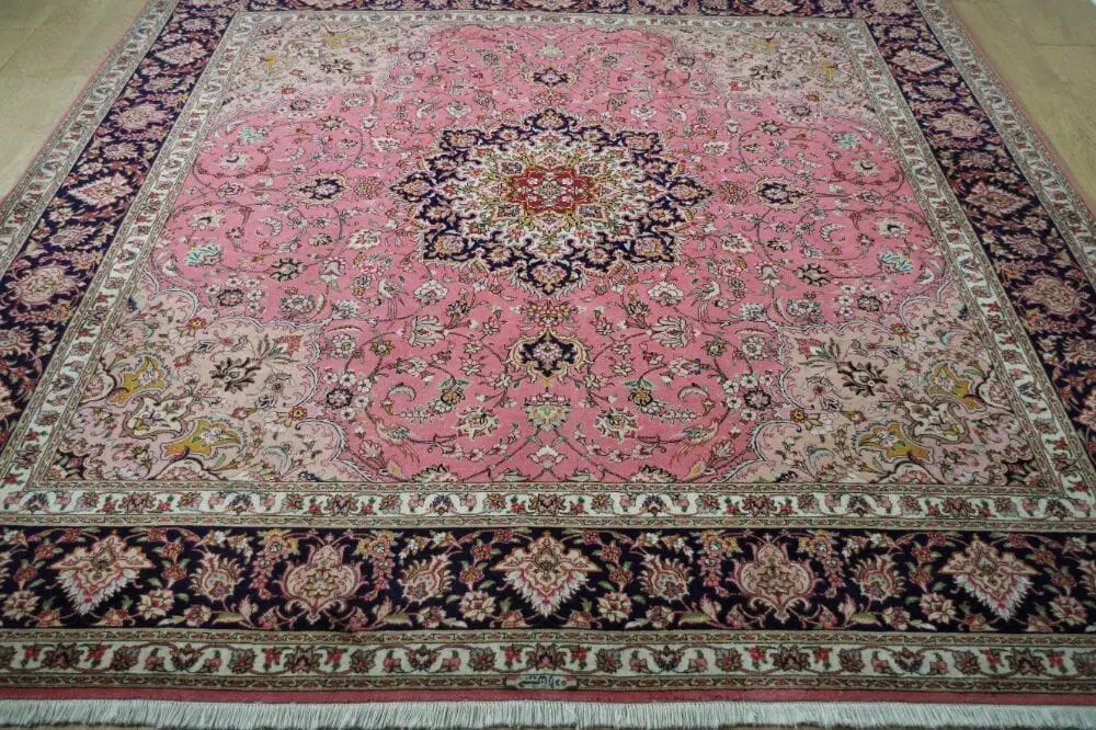 Tappeto mediorientale tabriz fine annodato a mano con frange, anni 2000 - immagine 5