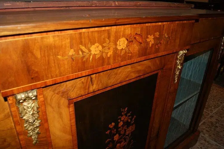 Servante inglese 3 porte del 1800 stile Luigi XVI in legno di noce - immagine 5