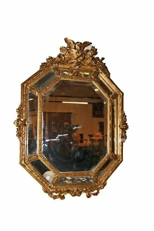 Stupenda Specchiera Ottagonale francese Luigi XV dorata foglia oro del 1800