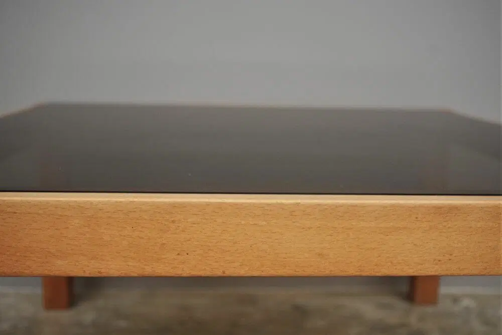 Tavolino basso o tavolino con piano in vetro temperato fumè, anni 1980 - immagine 7