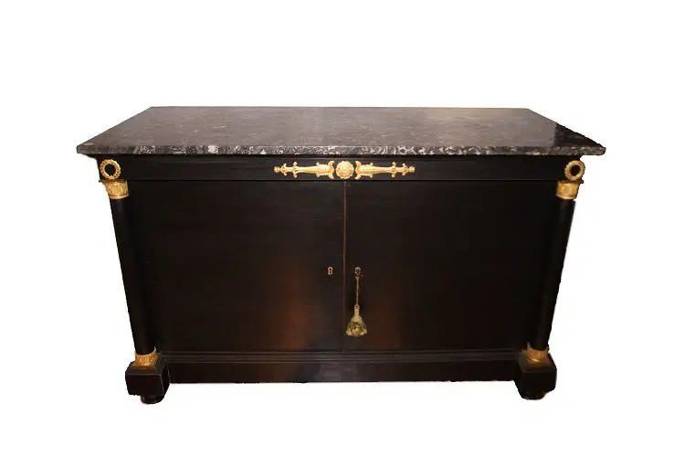Credenza francese stile Impero del 1800 Laccata con bronzi dorati completamente restaurata