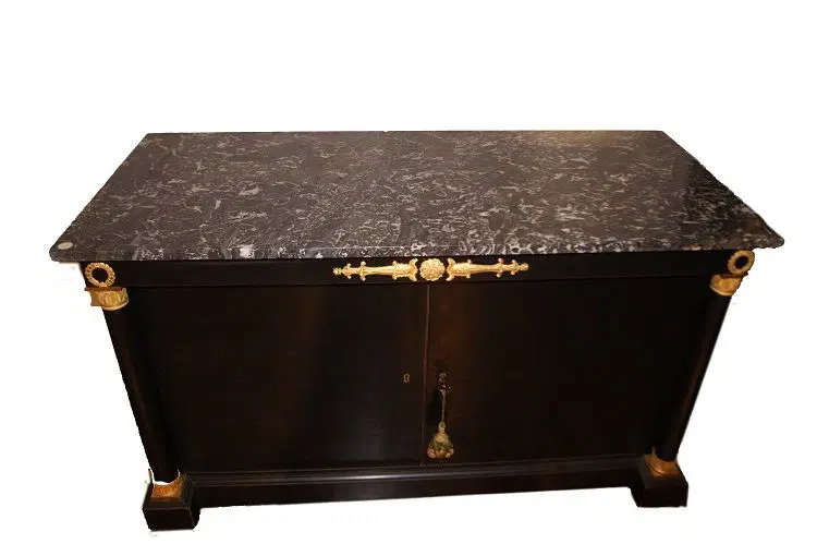 Credenza francese stile Impero del 1800 Laccata con bronzi dorati completamente restaurata - immagine 3