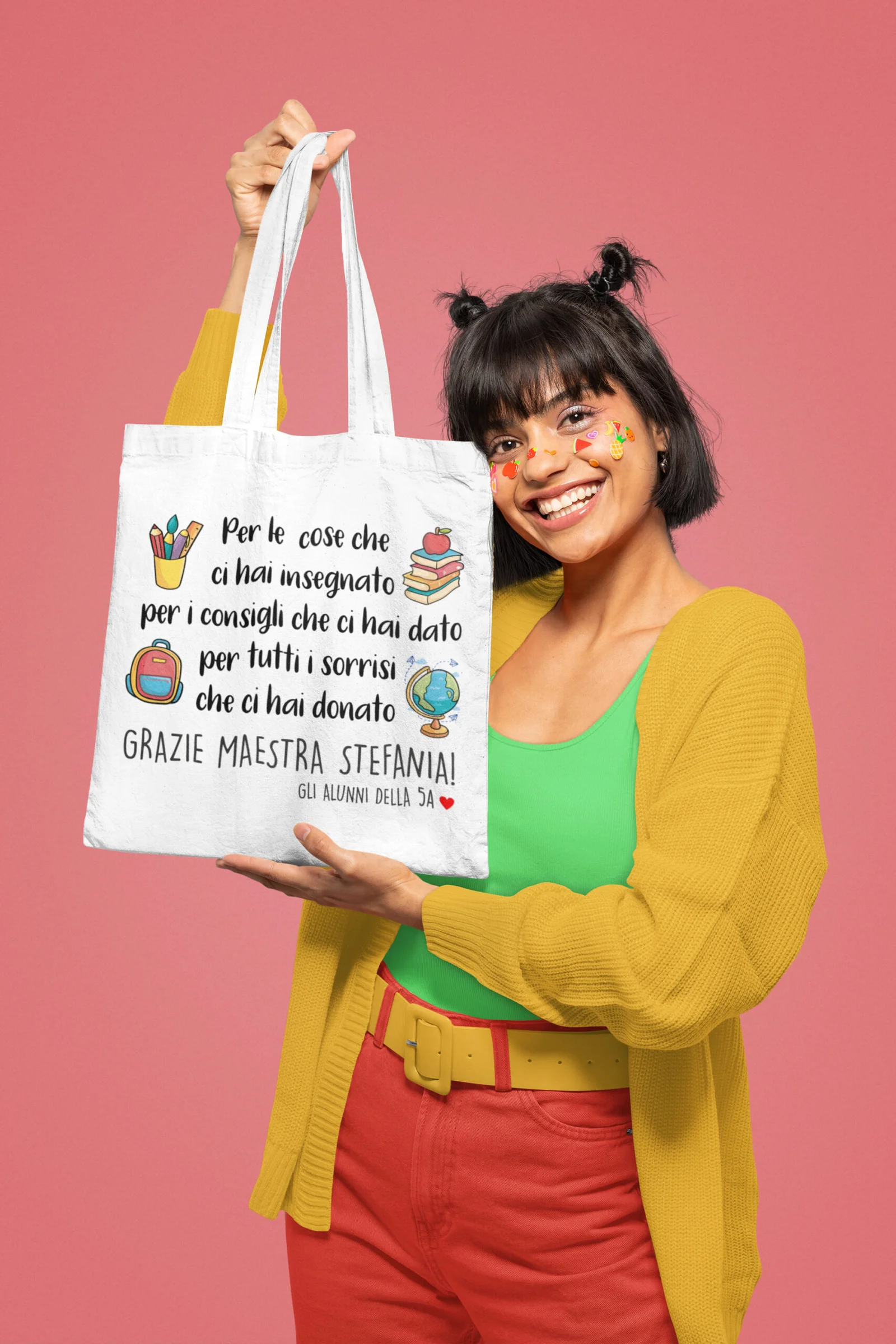 Shopping Bag Maestra Personalizzabile Grazie Maestra Per le cose che ci hai insegnato Regalo Maestra fine anno - immagine 6