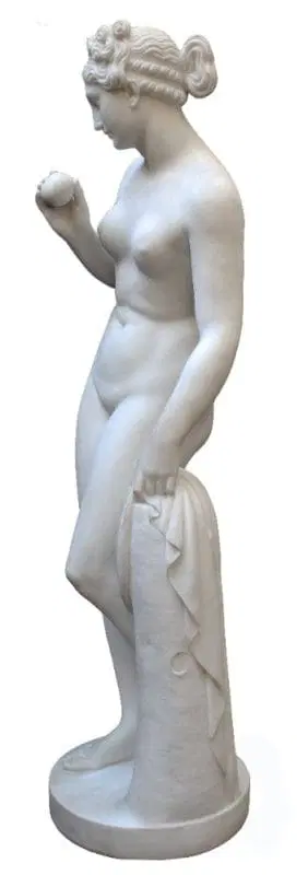 Scultura in marmo raffigurante Venere con mela, da Thorvaldsen, XIX secolo - immagine 3