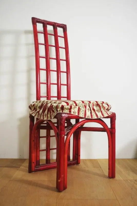 Red Bamboo Table & Chairs di Arturo Pozzoli, 1980s, Set di 7 - immagine 5
