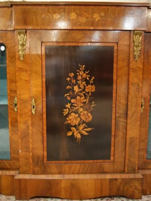 Servante inglese 3 porte del 1800 stile Luigi XVI in legno di noce - immagine 6