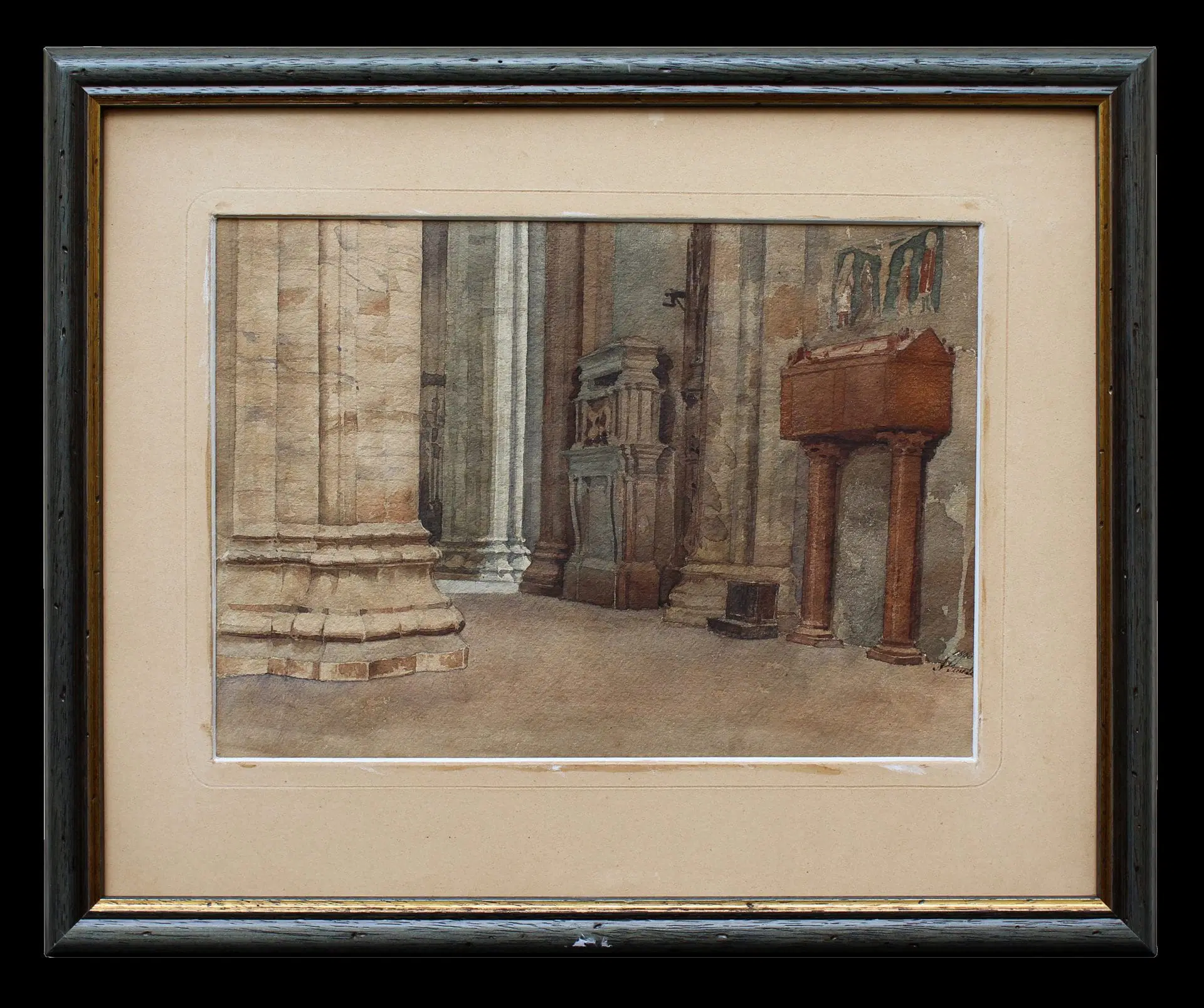 Arch. Ambrogio Seveso, XIX Secolo Tombe del Duomo, 1860 Acquerello su cartone, cm 23,5 x 33,5