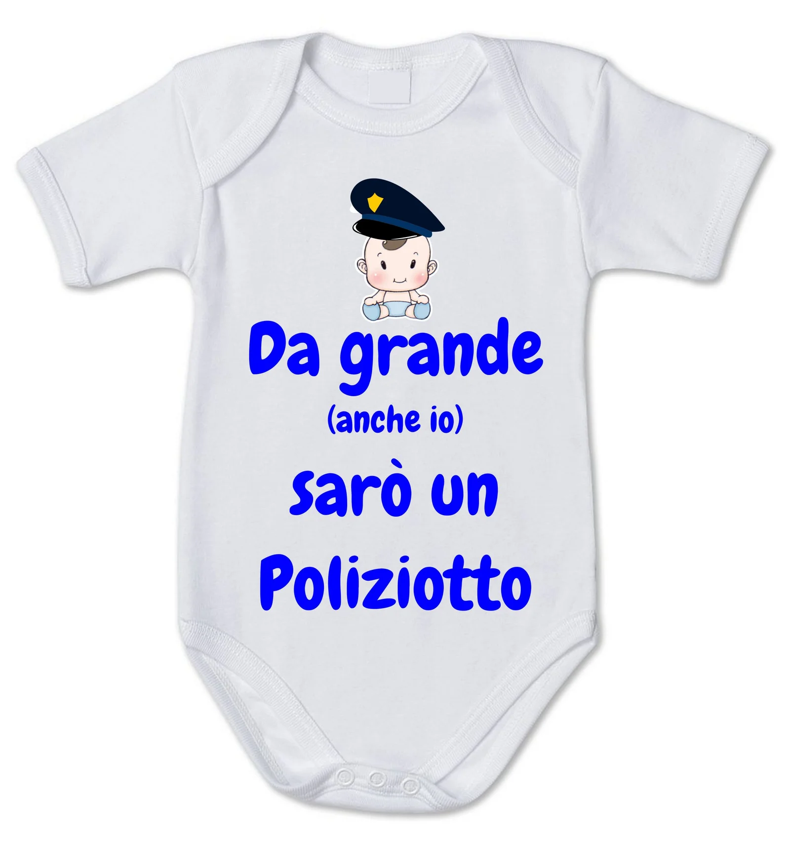 Body Neonato Da grande (anche io) sarò un poliziotto – body simpatico e divertente – pagliaccetto in cotone – idea regalo