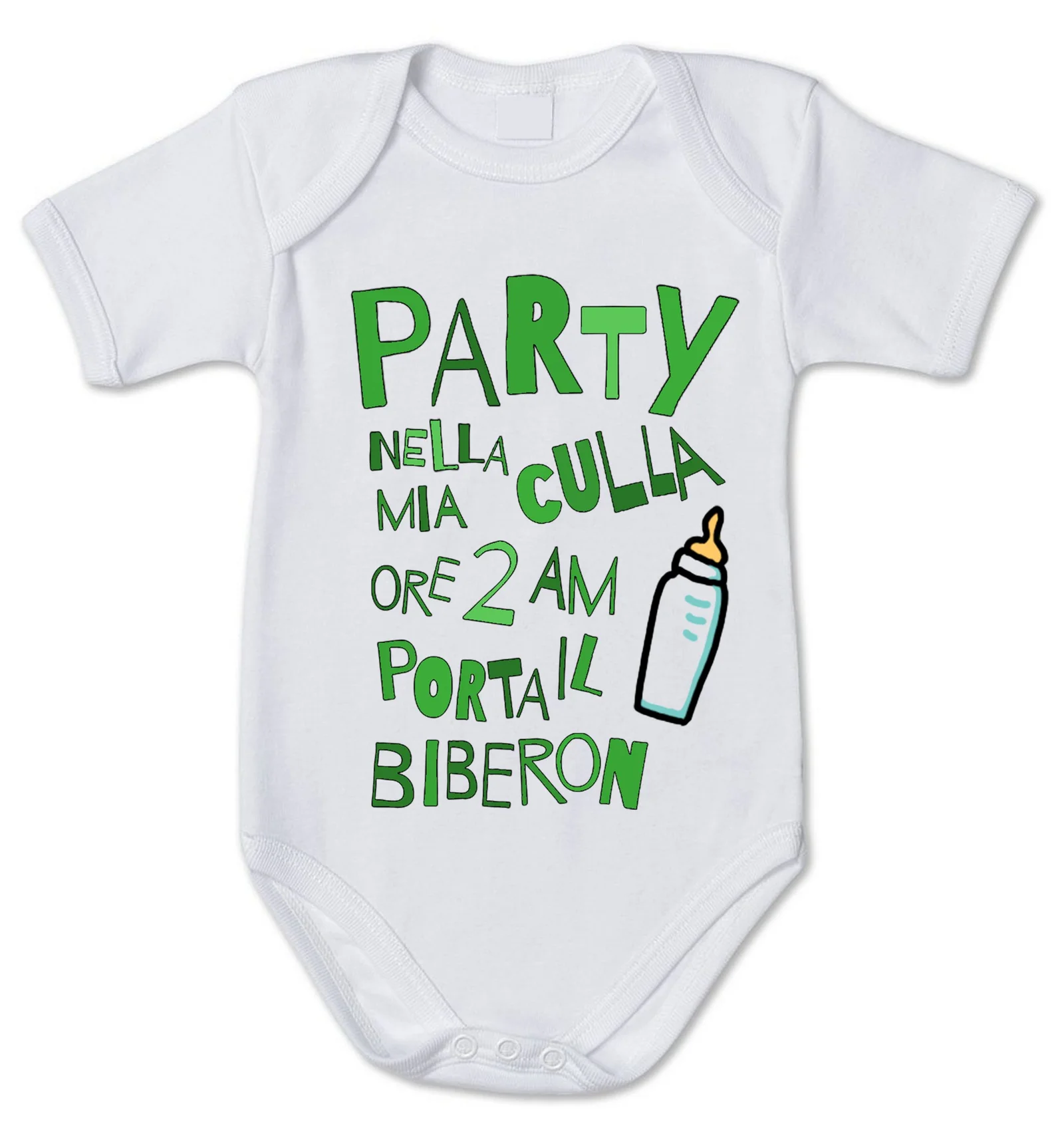 Body Neonato Party nella mia culla ore 2 AM porta il biberon – body simpatico e divertente – pagliaccetto in cotone – idea regalo