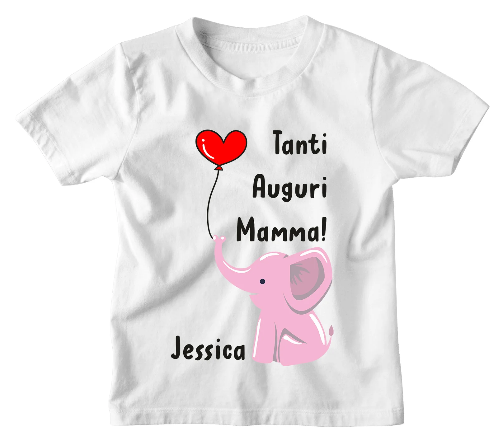 Maglietta Mamma Tshirt Bimba Divertente Personalizzabile Elefantina Rosa Tanti Auguri Mamma – personalizza con il Nome della Tua Bimba – Idea Regalo