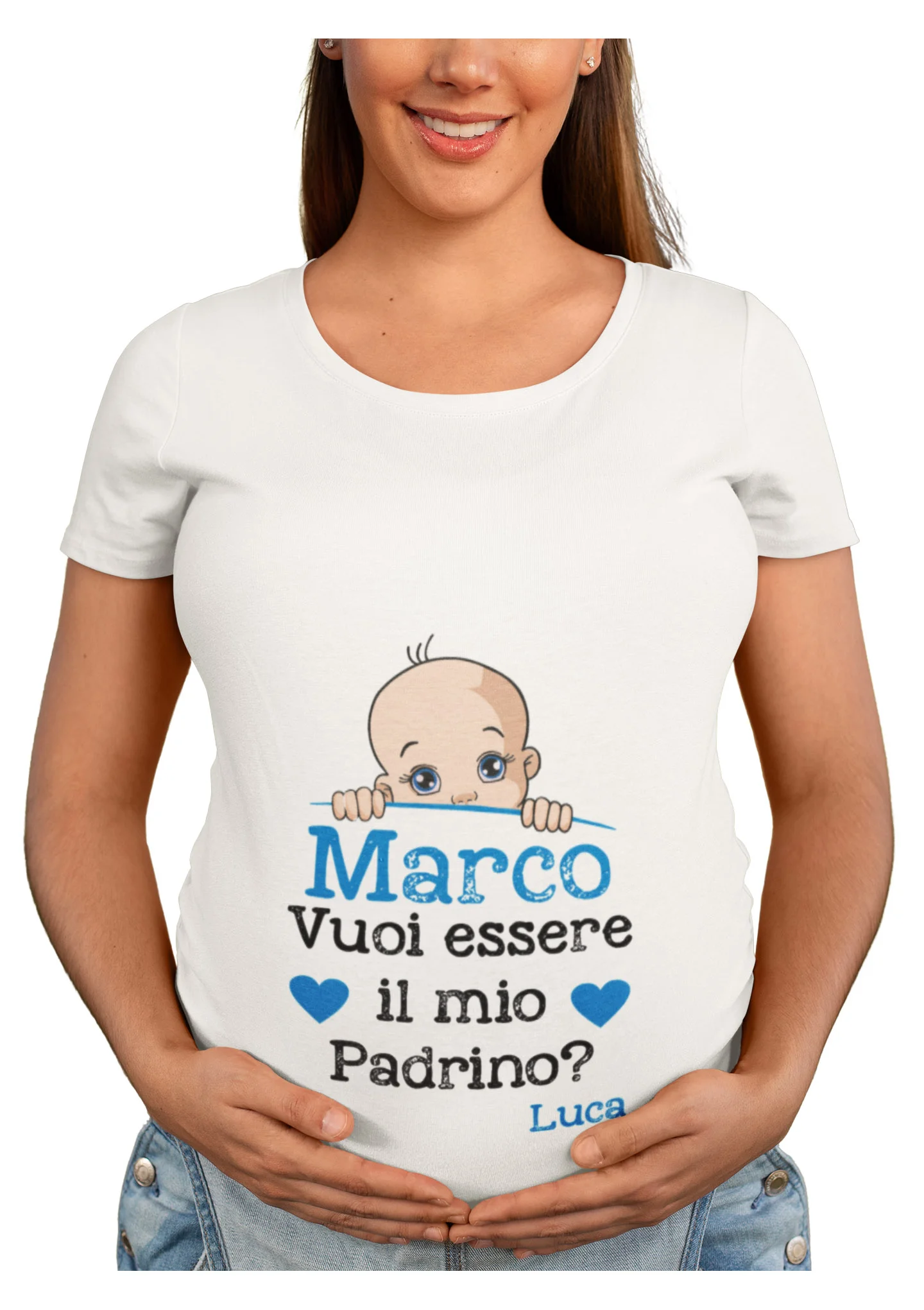 Maglietta Ideale per Il Premaman PERSONALIZZABILE Maschietto Vuoi essere il mio padrino? Idea regalo nascita