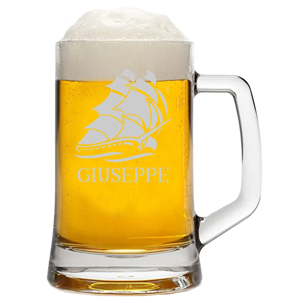 Boccale da Birra 50 cl PERSONALIZZABILE con nome Incisione Veliero – Idea regalo - immagine 4