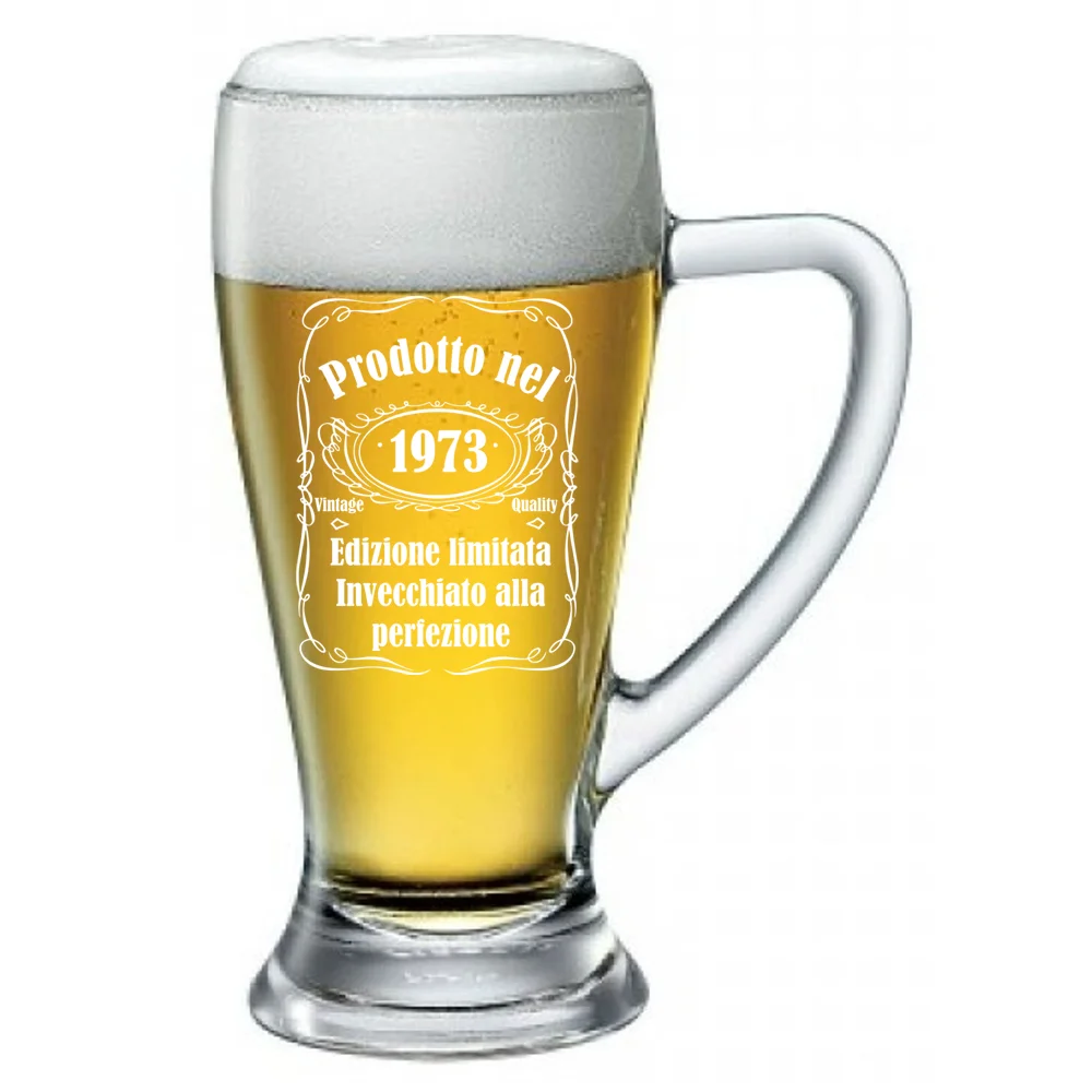 Boccale da Birra incisione Compleanno 1973 – prodotto nel 1973 invecchiato alla perfezione – idea regalo compleanno – ca 38 cl