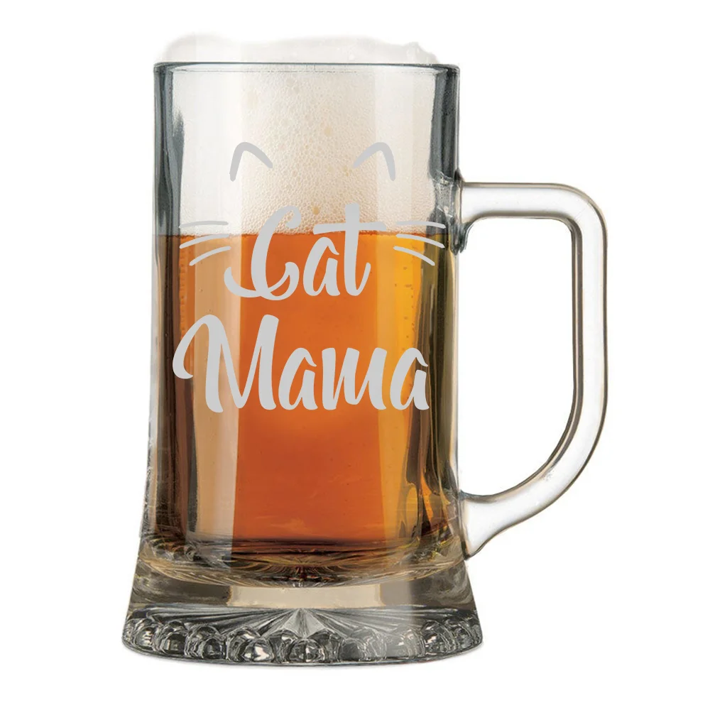 Boccale da Birra Mamma con Incisione Festa della Mamma Cat mama – Bicchiere in vetro 50 cl