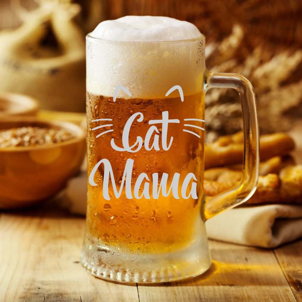 Boccale da Birra Mamma con Incisione Festa della Mamma Cat mama – Bicchiere in vetro 50 cl - immagine 3