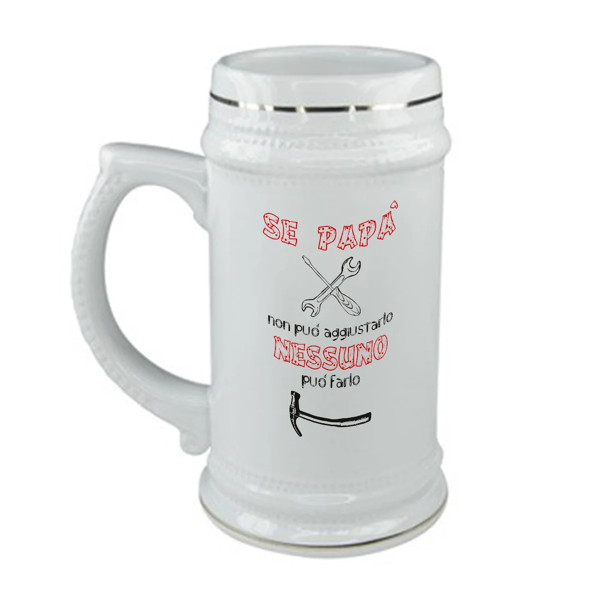 Boccale da Birra Festa del Papà se papà non può aggiustarlo nessuno può farlo – happy father’s day – idea regalo – Capienza 50 CL