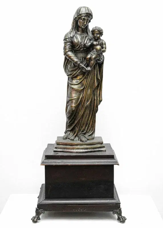 XIX secolo Madonna con il Bambino Bronzo argentato