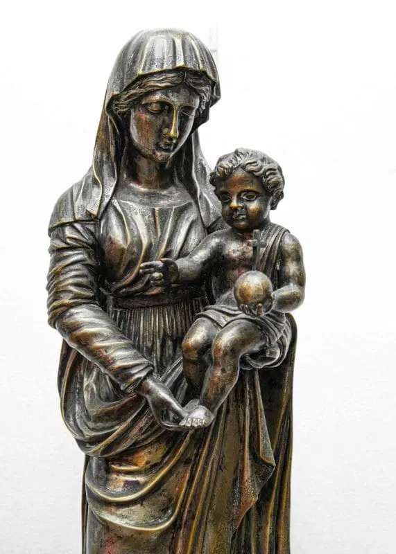 XIX secolo Madonna con il Bambino Bronzo argentato - immagine 2