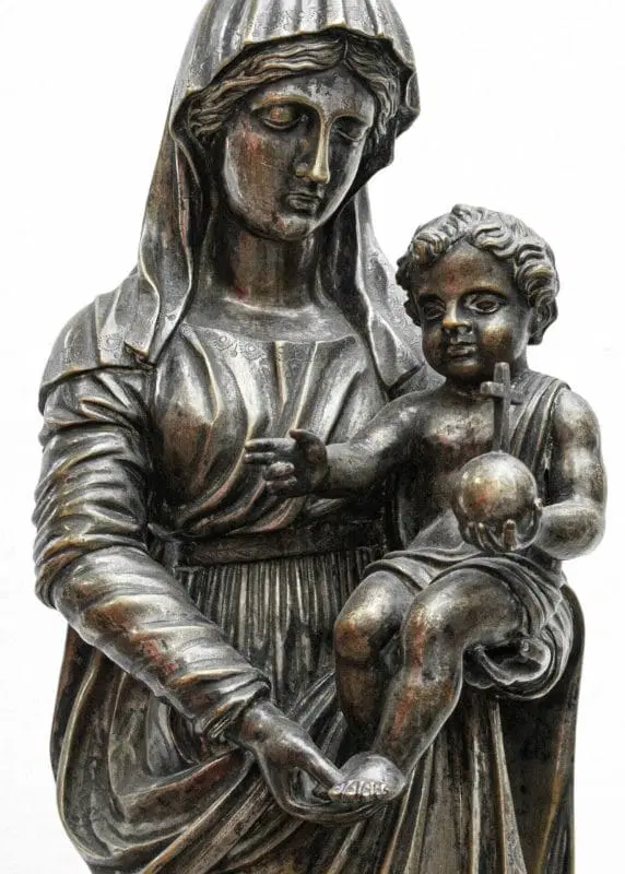 XIX secolo Madonna con il Bambino Bronzo argentato - immagine 3