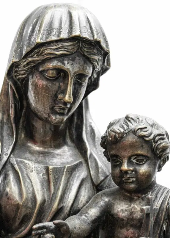 XIX secolo Madonna con il Bambino Bronzo argentato - immagine 4