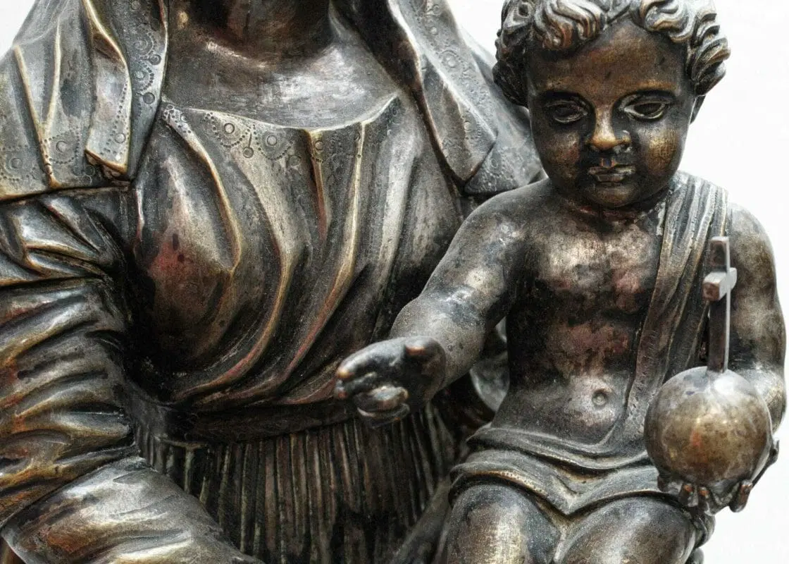 XIX secolo Madonna con il Bambino Bronzo argentato - immagine 5