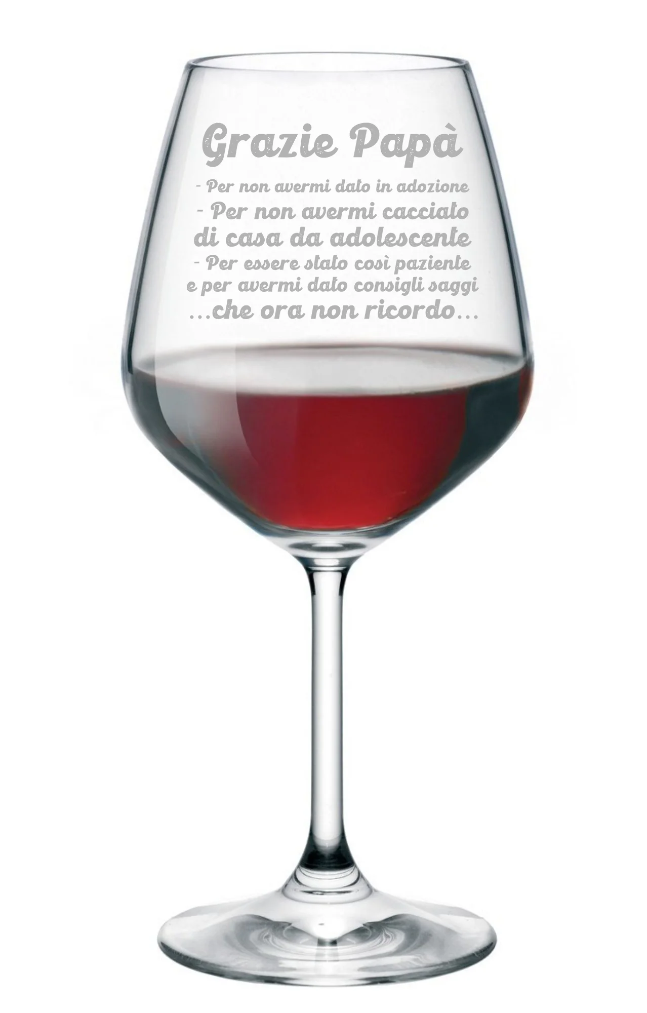 Calice Vino Papà Festa del Papà Grazie Papà ca 500 ml - immagine 2