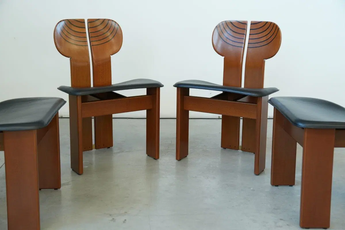 Afra & Tobia Scarpa ‘Africa’ Dining Chair – Walnut & Leather, 1975 - immagine 6