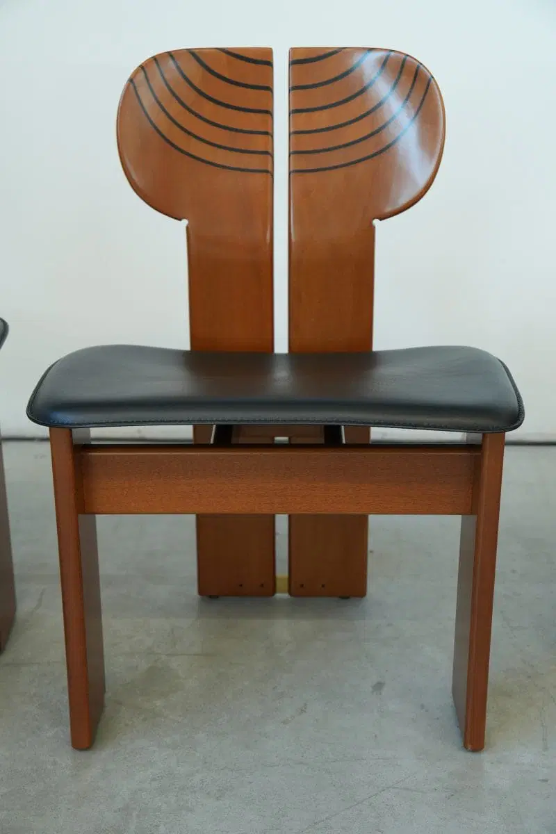 Afra & Tobia Scarpa ‘Africa’ Dining Chair – Walnut & Leather, 1975