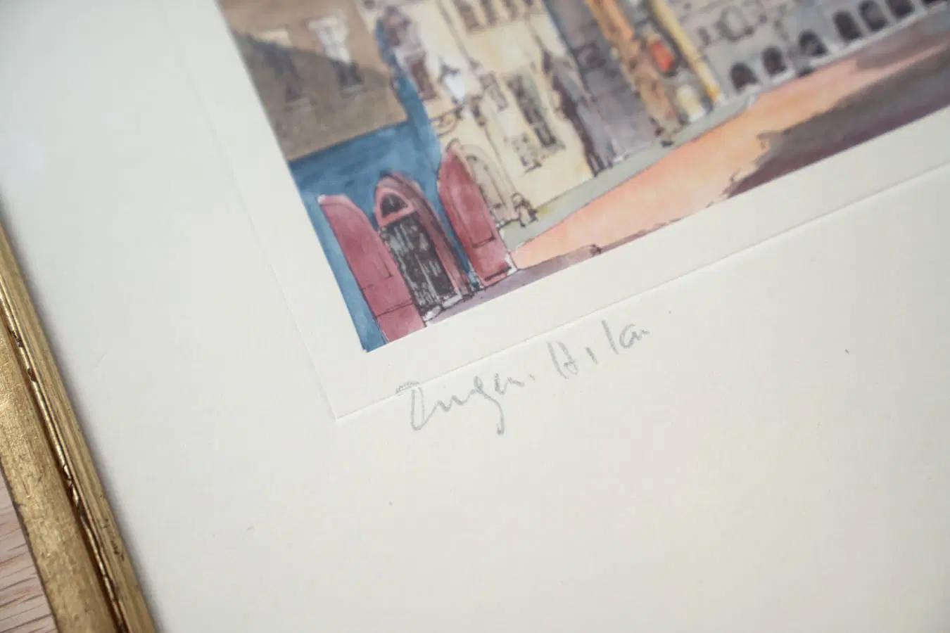 Quadro Praga, Piazza della Città Vecchia, in foglia d’oro. 1970-1980 - immagine 3