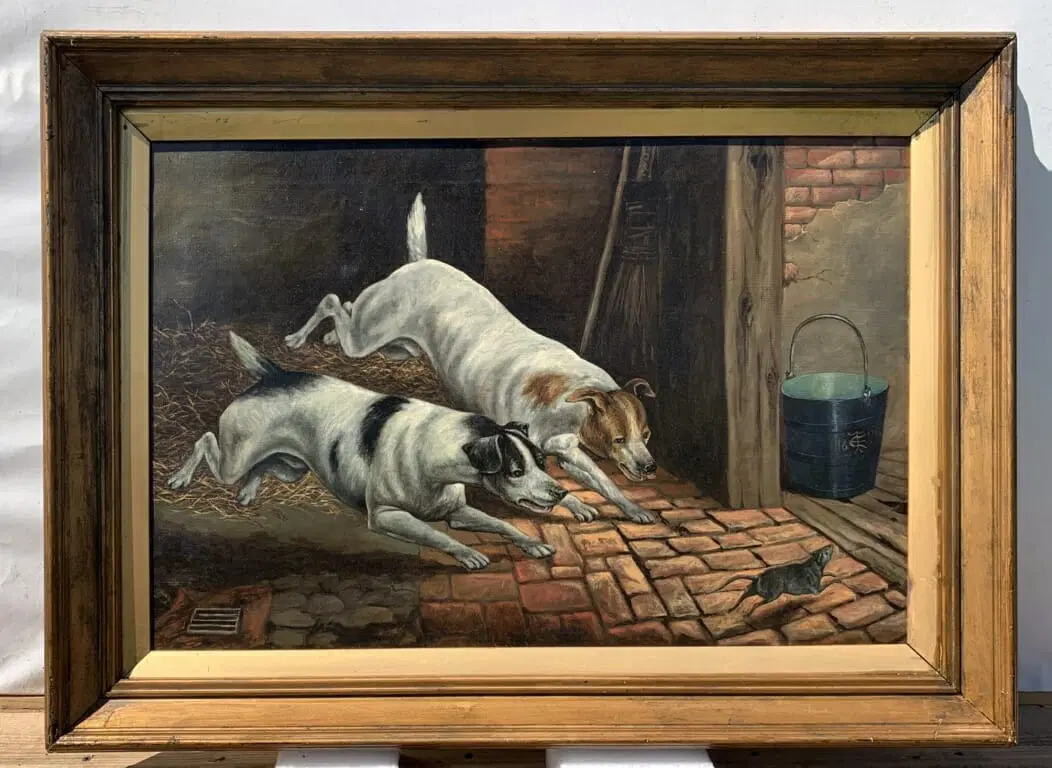 Pittore britannico (datato 1899) – Cani inseguono il topo. - immagine 4