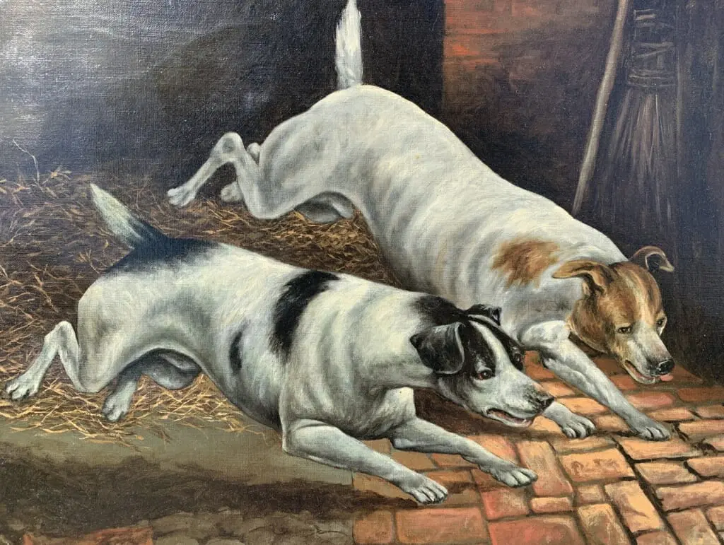 Pittore britannico (datato 1899) – Cani inseguono il topo. - immagine 6