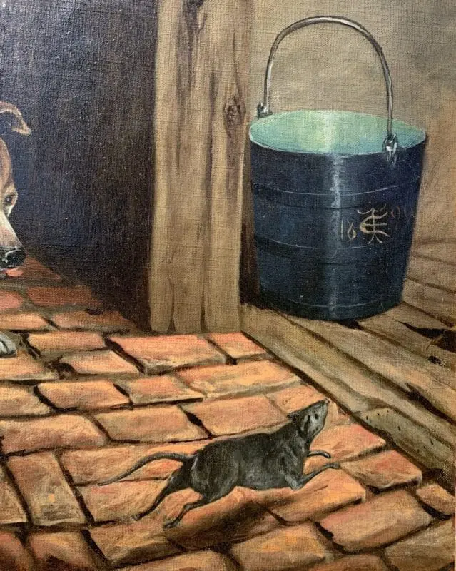 Pittore britannico (datato 1899) – Cani inseguono il topo. - immagine 5