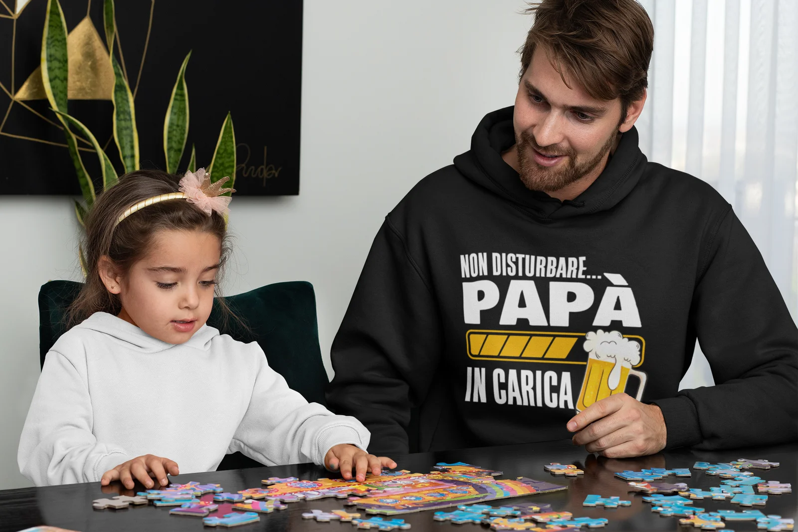 Felpa Papà con cappuccio Festa del Papà Non disturbare Papà in carica Birra regalo papà - immagine 3