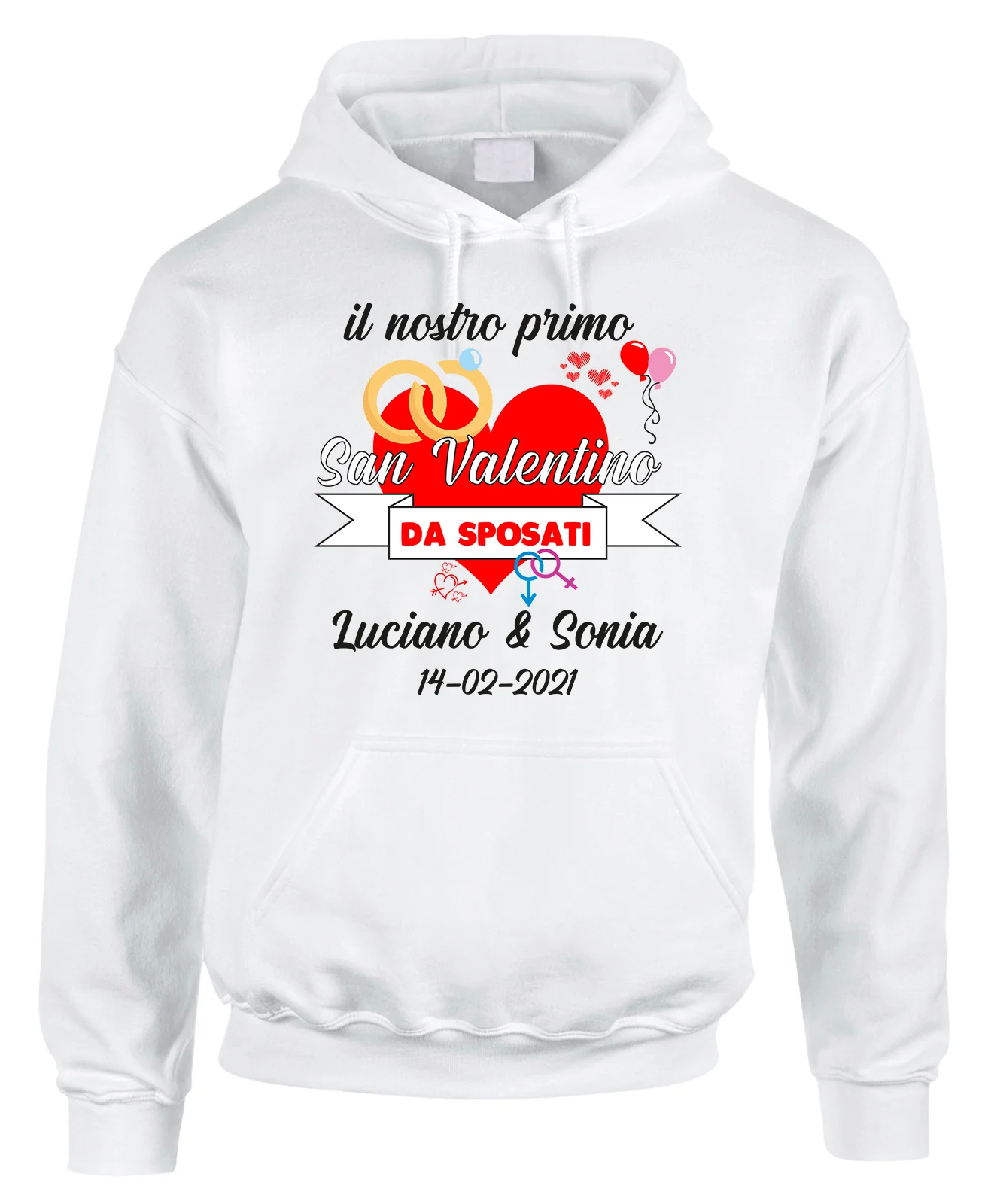 Felpa PERSONALIZZABILE SanValentino Regalo Fidanzati Innamorati Divertenti il nostro primo SanValentino da sposati
