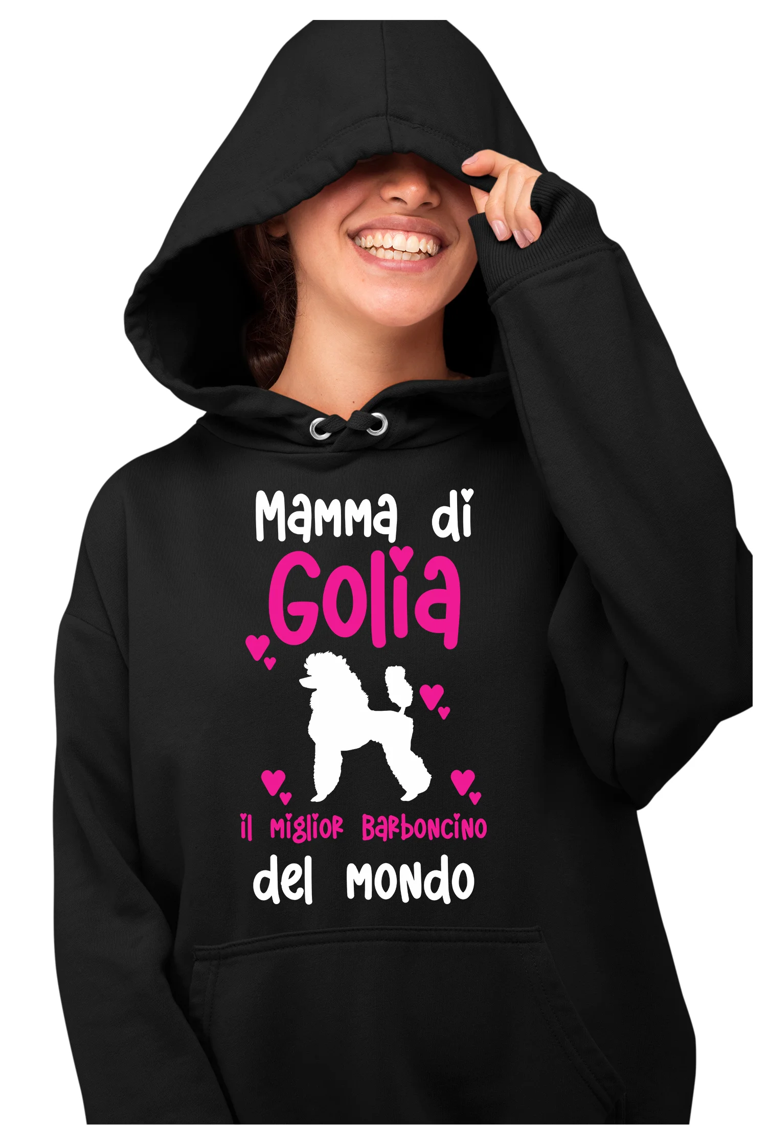 Felpa con cappuccio Donna PERSONALIZZABILE Mamma del miglior Barboncino del Mondo PERSONALIZZA COL NOME DEL TUO CANE felpe divertenti donna