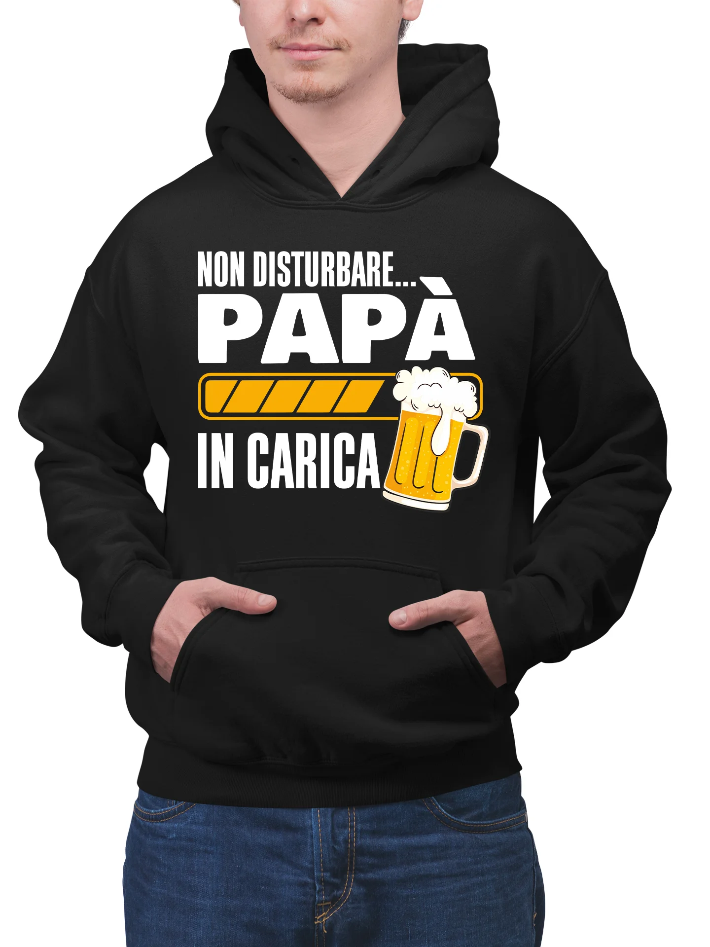 Felpa Papà con cappuccio Festa del Papà Non disturbare Papà in carica Birra regalo papà