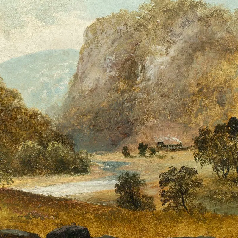 Pittore continentale (XIX sec.) – Camminata lungo il sentiero. - immagine 3