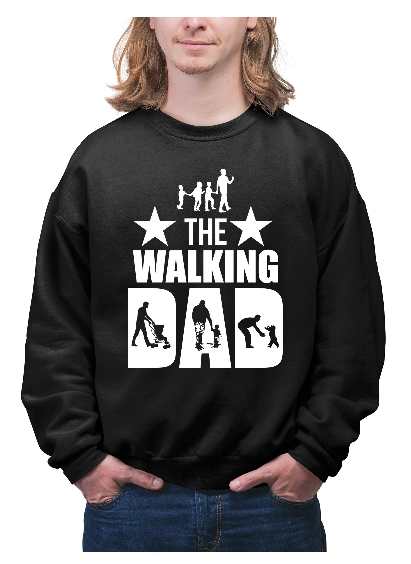 Felpa The Walking Dad Felpa girocollo Papà Festa del Papà Idea Regalo Papà e FIgli Famiglia Unisex