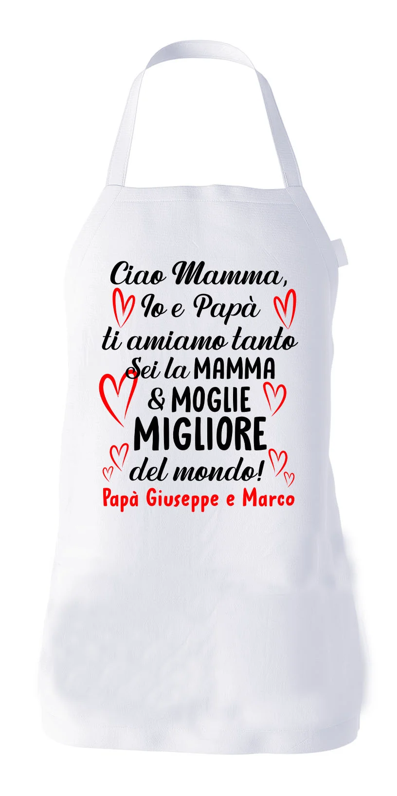 Grembiule da cucina Mamma PERSONALIZZABILI Io e Papà ti amiamo tanto Festa della Mamma Idea Regalo taglia Unica