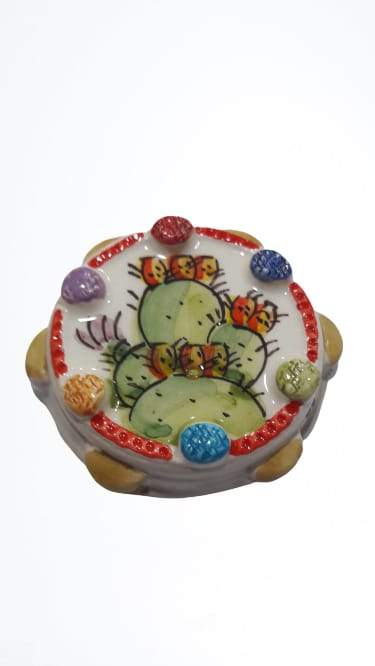 Bomboniera tamburello in ceramica con magnete
