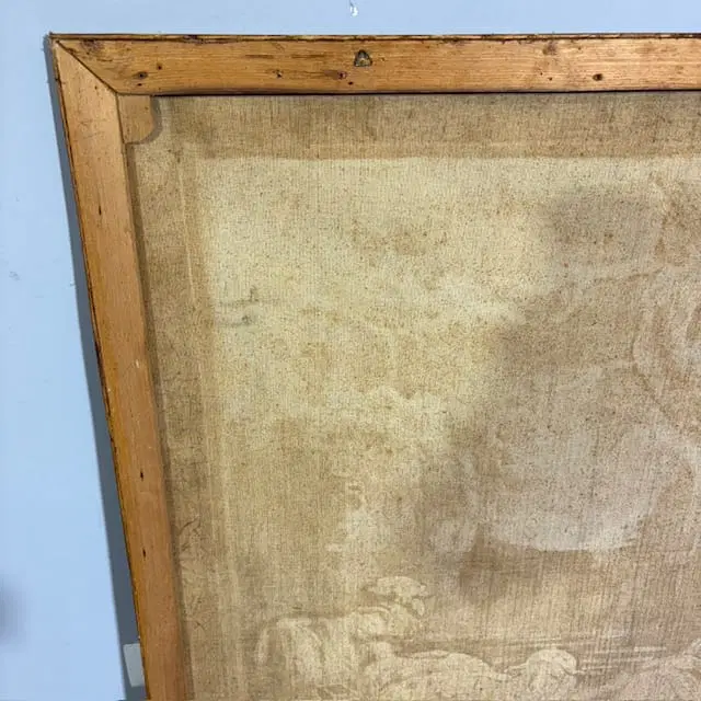 Antico grande succo erba XIX secolo dipinto su tela . Scena galante - immagine 4