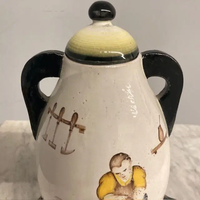 Maiolica vaso futurista anni 30 con ceramista - immagine 3