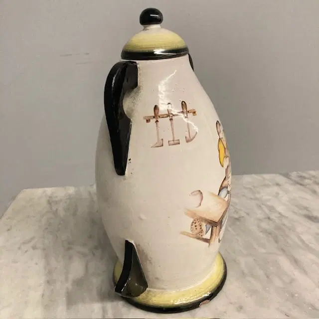 Maiolica vaso futurista anni 30 con ceramista - immagine 6