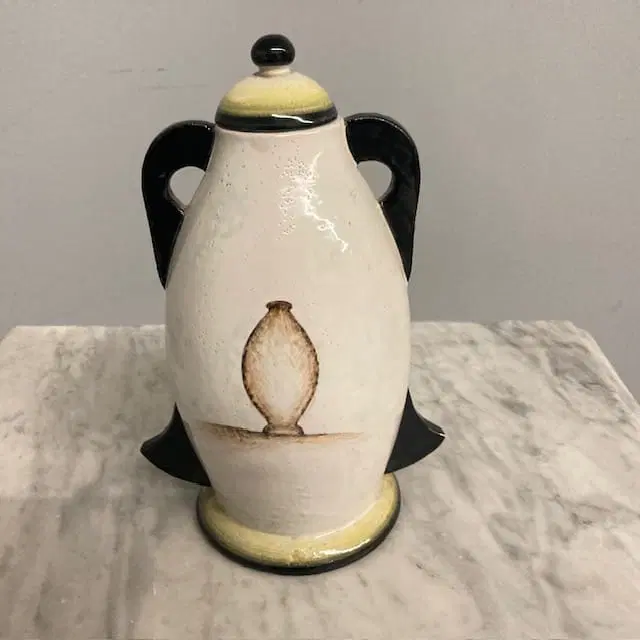 Maiolica vaso futurista anni 30 con ceramista - immagine 7